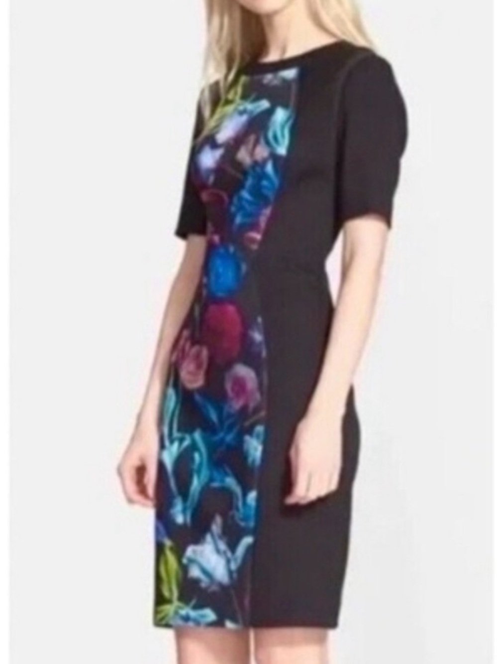 Ted Baker "Anneli" Floral Panel Midi Sheath Dress